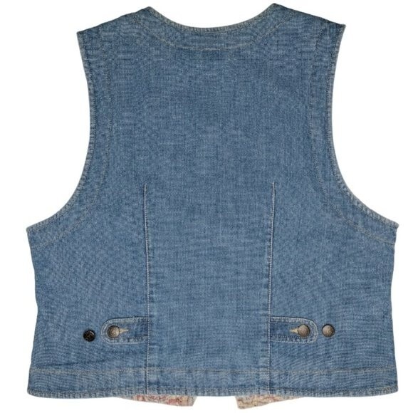 LizWear Women's Size M Blue Multi Color Paisley Print Bohemian Denim Vest - Picture 2 of 7